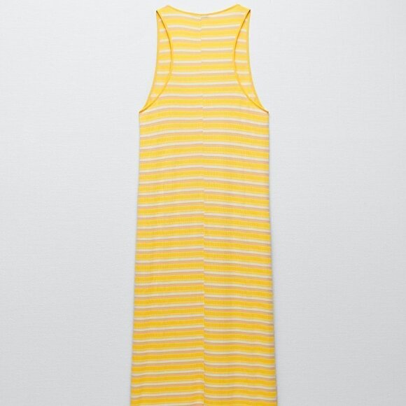 New Zara Striped Yellow Sleeveless Racerback Tank Maxi Dress NWT - Picture 7 of 14